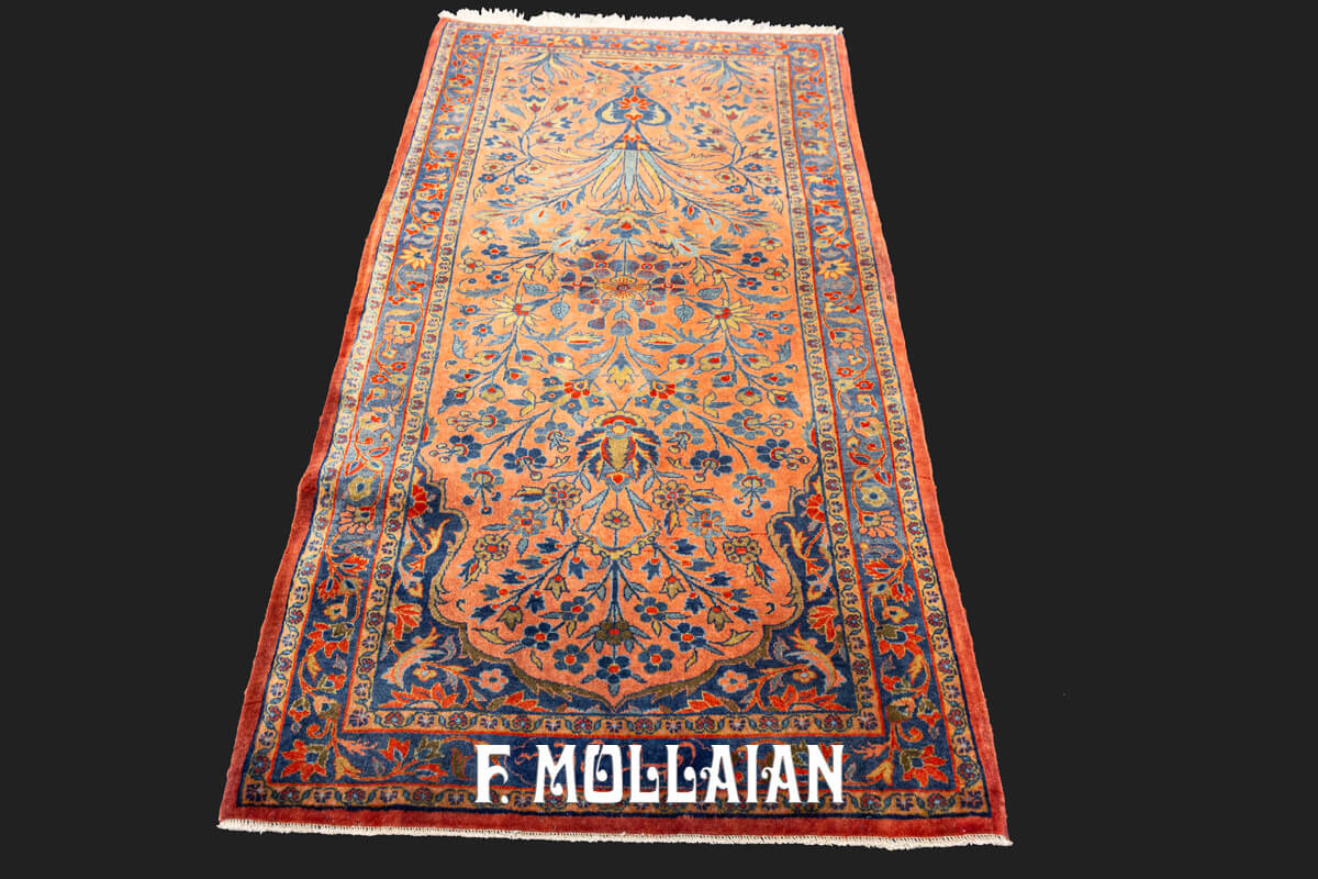 Kashan Manchester Antique Rug Salmon Color n°:630657